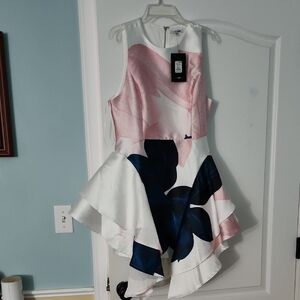 bebe Pink and Blue Asymmetrical Dress